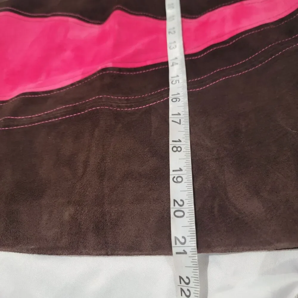 Y2K Womens Suede Skirt‎ Size 0 Pink Chocolate Brown Preppy Indie